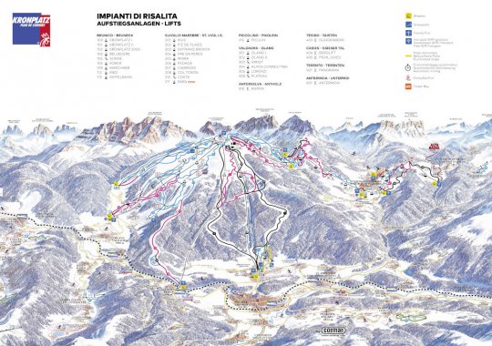 Skimap del comprensorio Plan de Corones - Kronplatz in Val Pusteria