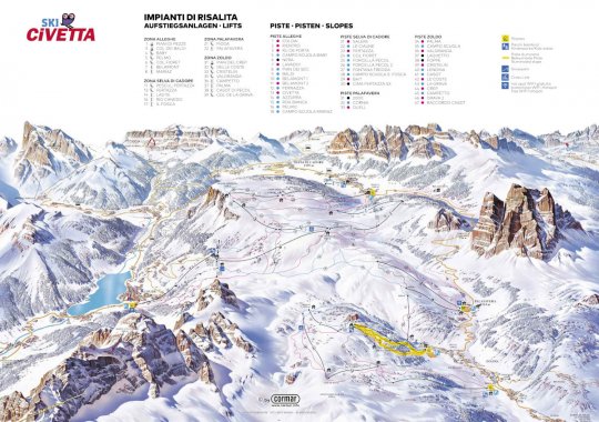 Skimap del comprensorio Ski Civetta in Veneto